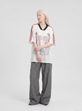 DAXUEN grey oversized wide-leg trousers — model photo