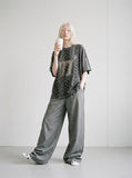 DAXUEN grey oversized wide-leg trousers — model photo