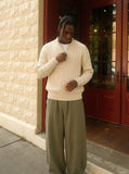 DAXUEN Voluminous wide-leg pants in three solid colors — model photo