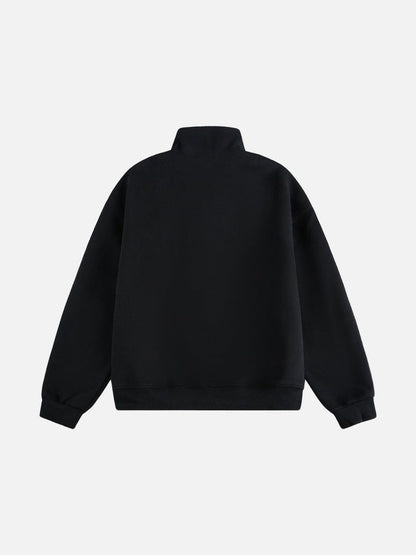 Contrast Plaid Mock Neck Zip-Up Jacket