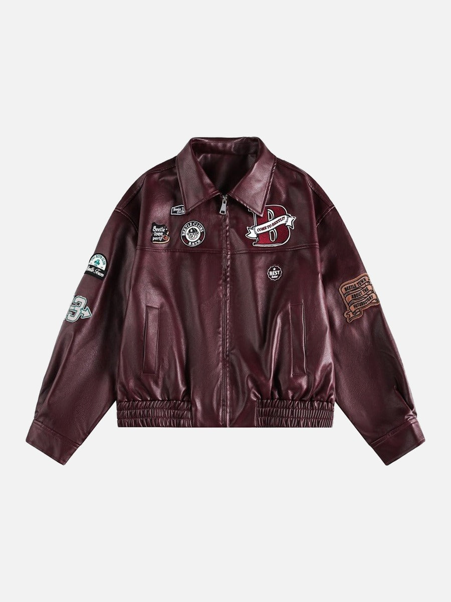 Burgundy Beetle Club Bomber Jacket