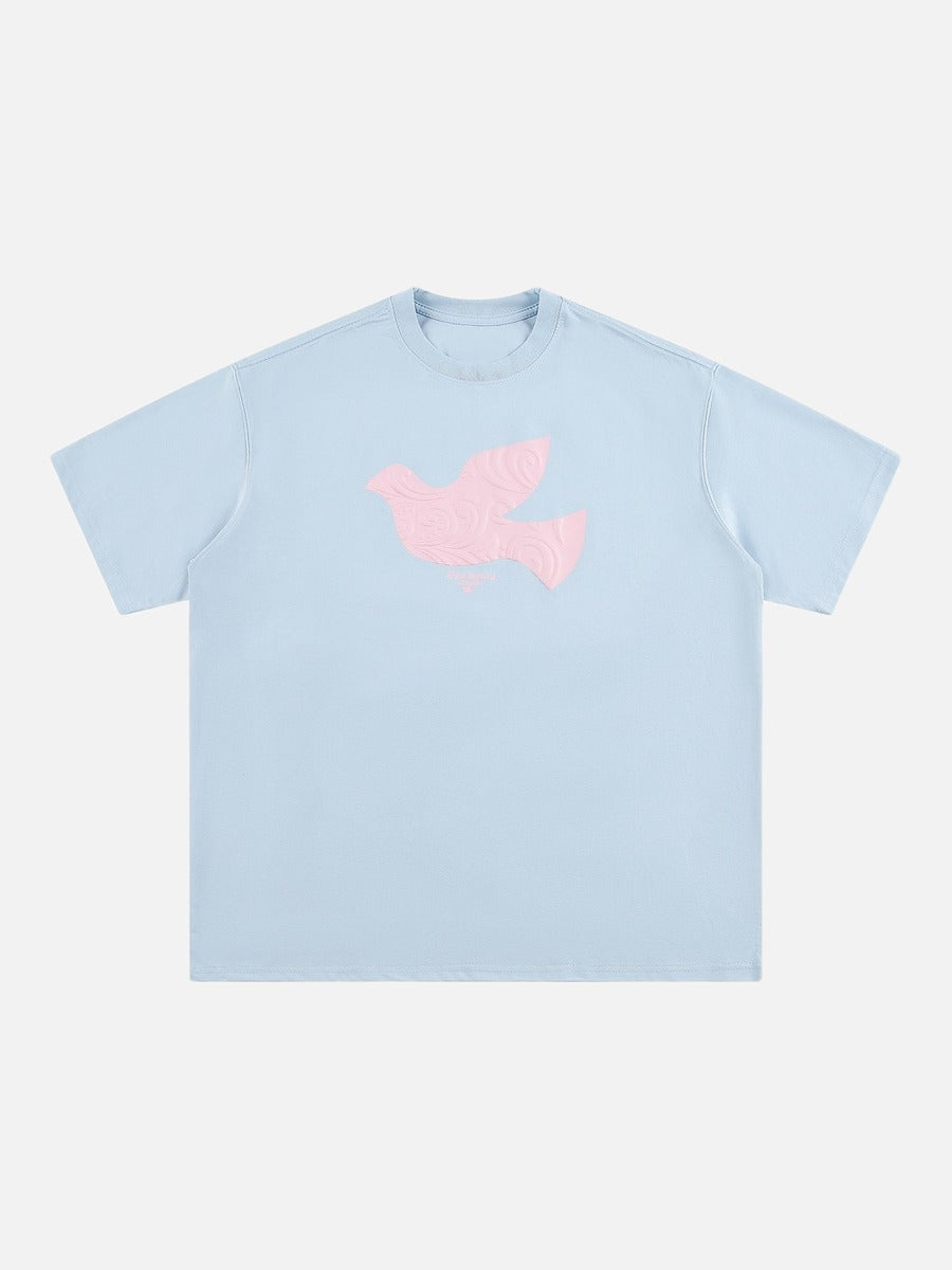 Stylized Dove Graphic Oversized T-Shirt