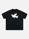 Stylized Dove Graphic Oversized T-Shirt