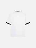 DAXUEN White waffle-knit graphic t-shirt with black and red print