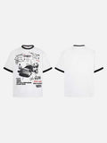 DAXUEN White waffle-knit graphic t-shirt with black and red print