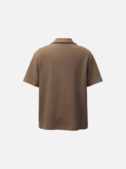 DAXUEN Waffle knit short sleeve polo shirt in brown and black