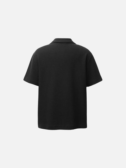DAXUEN Waffle knit short sleeve polo shirt in brown and black
