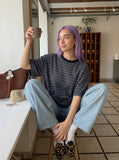 DAXUEN Oversized striped short-sleeved t-shirt — model photo
