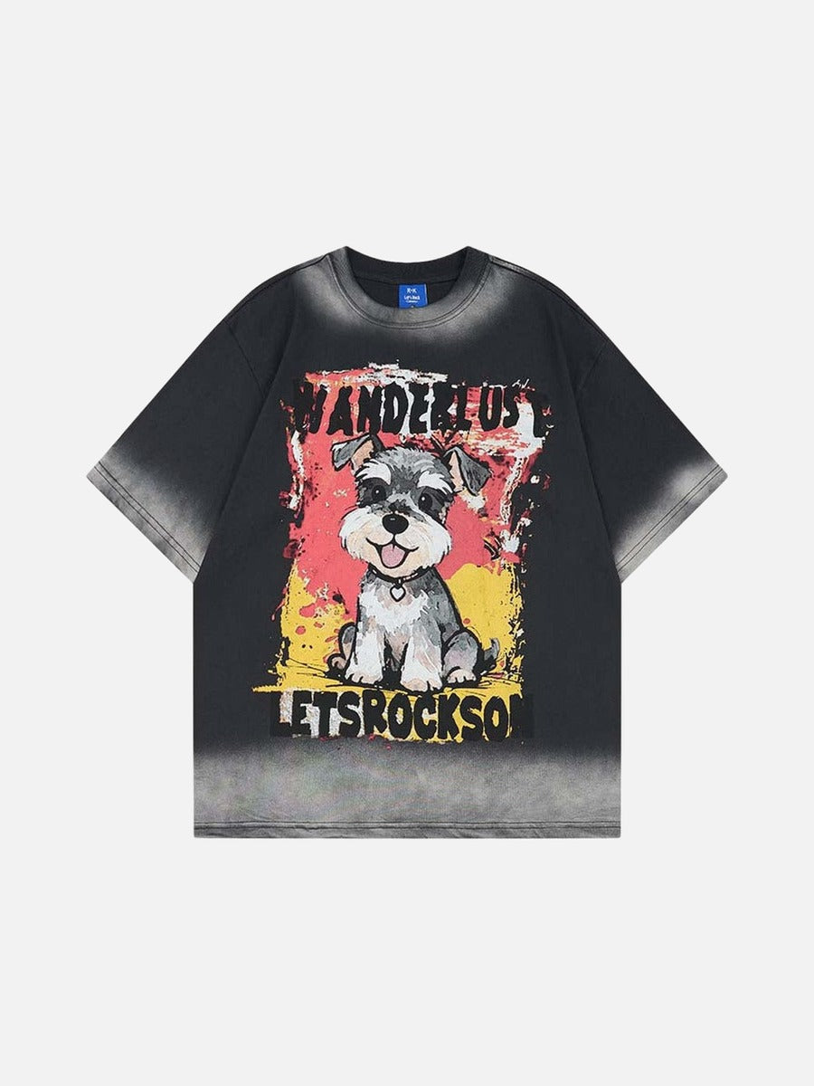 DAXUEN Cartoon schnauzer graphic t-shirt
