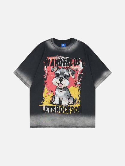 DAXUEN Cartoon schnauzer graphic t-shirt