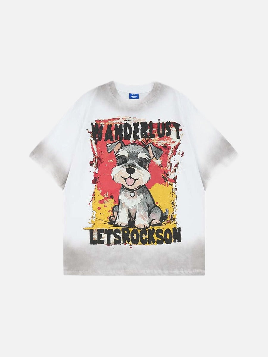 DAXUEN Cartoon schnauzer graphic t-shirt