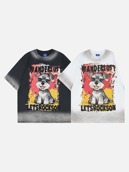 DAXUEN Cartoon schnauzer graphic t-shirt