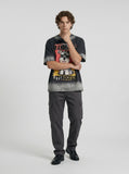 DAXUEN Smiling dog graphic print short-sleeved T-shirt — model photo