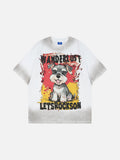 DAXUEN Smiling dog graphic print short-sleeved T-shirt