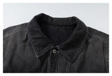 DAXUEN dark washed black denim with cable knit sleeves jacket