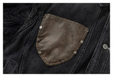 DAXUEN dark washed black denim with cable knit sleeves jacket