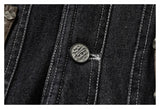 DAXUEN dark washed black denim with cable knit sleeves jacket