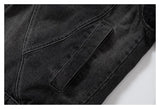 DAXUEN dark washed black denim with cable knit sleeves jacket
