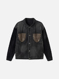 Washed Black Denim with Cable Knit Sleeves Jacket