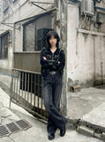 DAXUEN washed-black-flared-denim-jeans — model photo