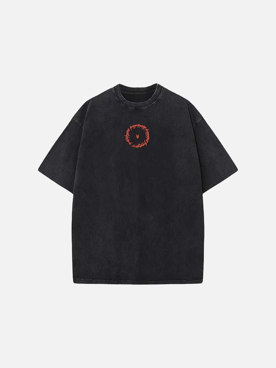 Washed black loose-fit graphic T-shirt