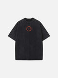 Washed black loose-fit graphic T-shirt