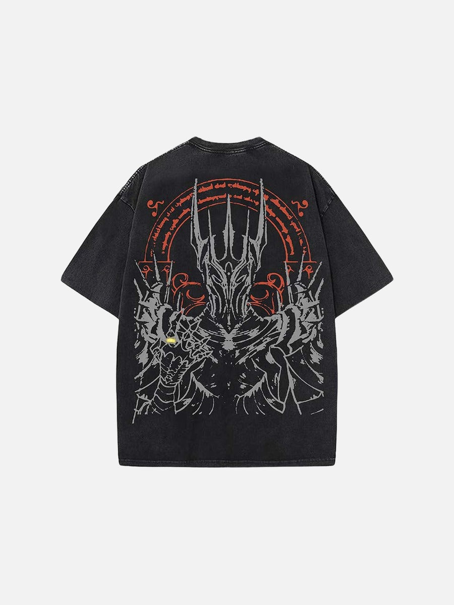 Washed black loose-fit graphic T-shirt