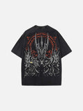 Washed black loose-fit graphic T-shirt