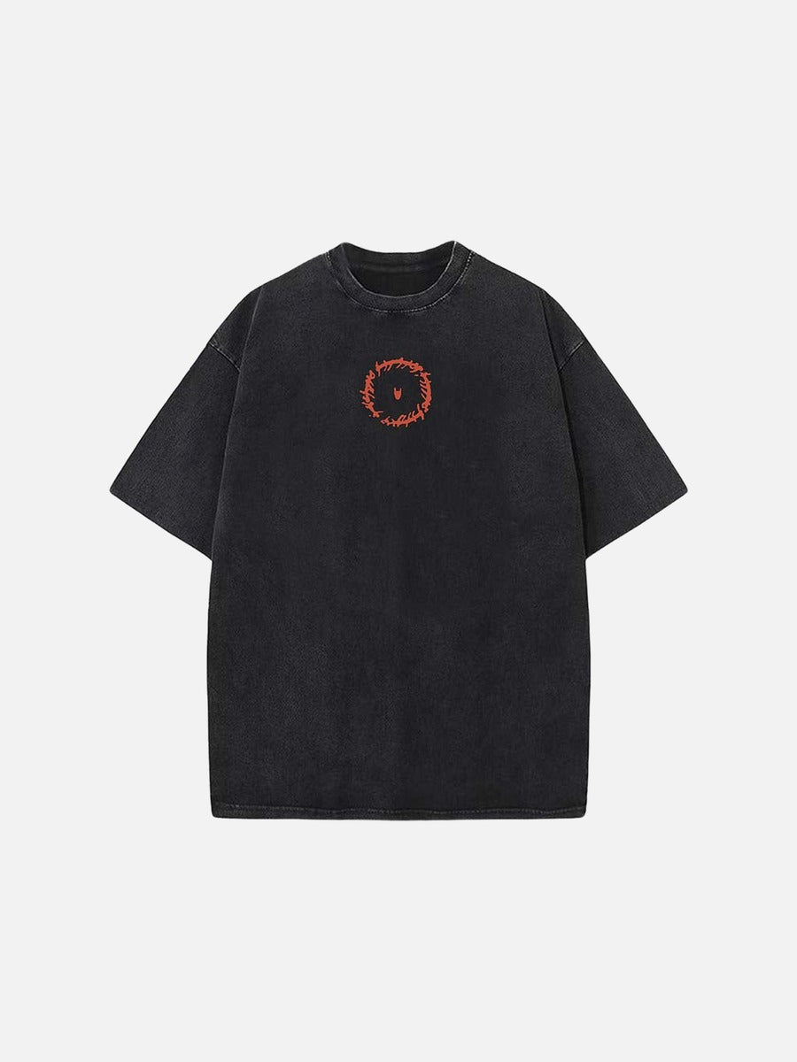 Washed black loose-fit graphic T-shirt