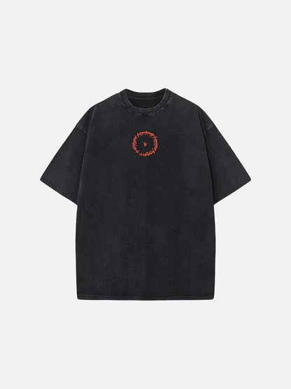 Washed black loose-fit graphic T-shirt