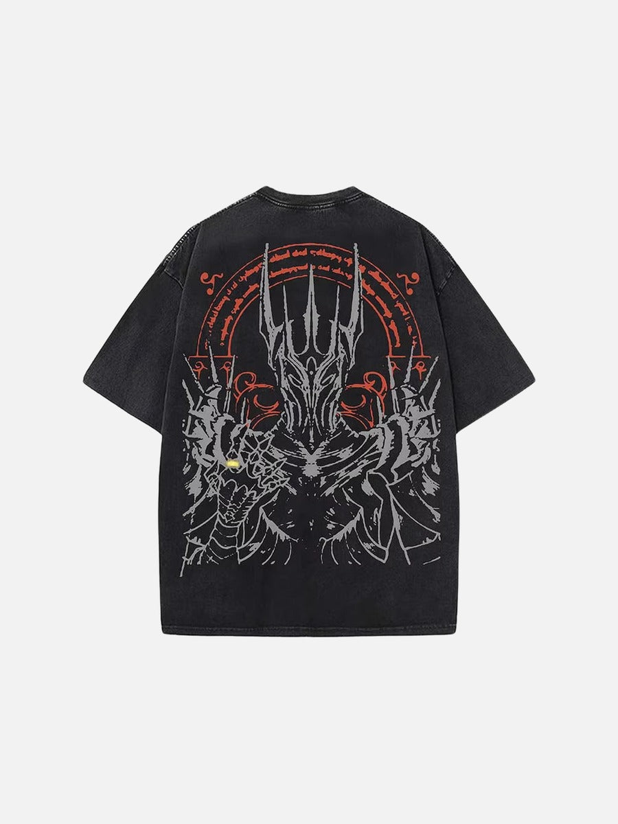 Washed black loose-fit graphic T-shirt