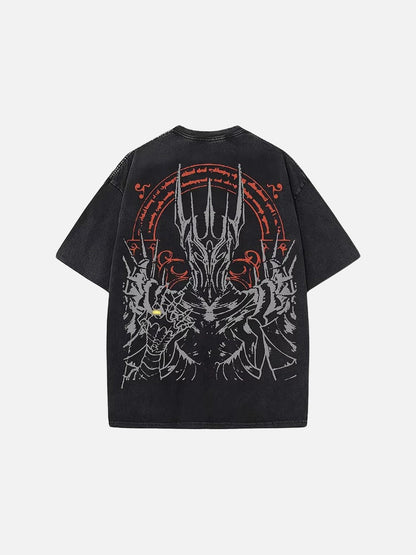 Washed black loose-fit graphic T-shirt