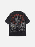 Washed black loose-fit graphic T-shirt