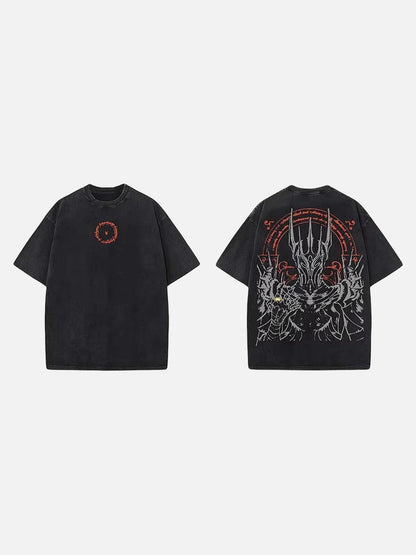 Washed black loose-fit graphic T-shirt