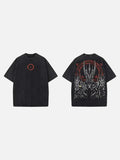 Washed black loose-fit graphic T-shirt