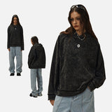 DAXUEN Washed black oversized hooded sweatshirt