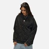 DAXUEN Washed black oversized hooded sweatshirt — model photo