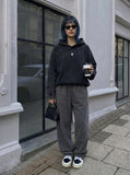 DAXUEN Washed black oversized hooded sweatshirt