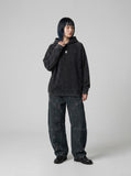 DAXUEN Washed black oversized hooded sweatshirt — model photo