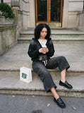 DAXUEN washed black polka dot cargo pants — model photo