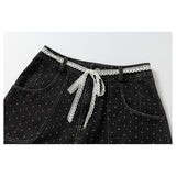 DAXUEN washed black polka dot cargo pants