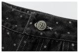 DAXUEN washed black polka dot cargo pants