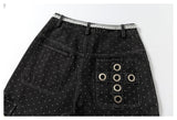 DAXUEN washed black polka dot cargo pants