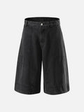 DAXUEN Men's washed black wide-leg cargo shorts