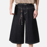 Washed Black Denim Culotte Shorts