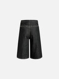 Washed Black Denim Culotte Short