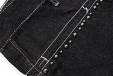 Washed Black Denim Culotte Short