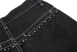 Washed Black Denim Culotte Shorts
