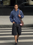 Washed Black Denim Culotte Shorts