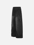 DAXUEN washed black wide-leg grommet trousers